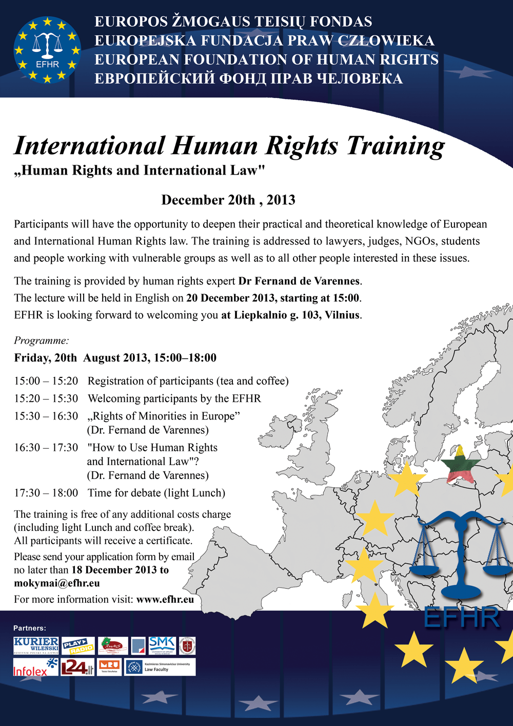 EFHR invites for a free training!