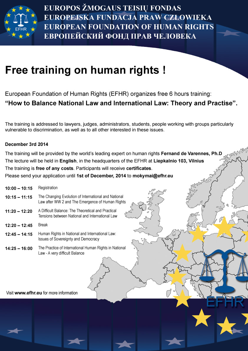 EFHR invites you to free training on human rights!